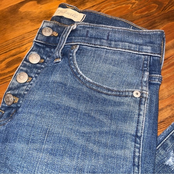 Madewell Slim Straight Jeans Blue Distressed Button-Front Edition size 25 - Picture 9 of 16